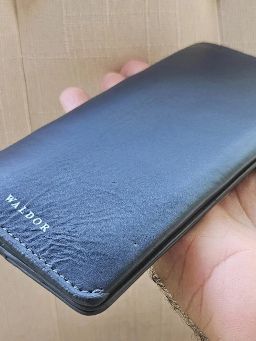 Waldor Long Wallet Slim Genuine Leather Magnet Dark Blue Card Holder Bifold